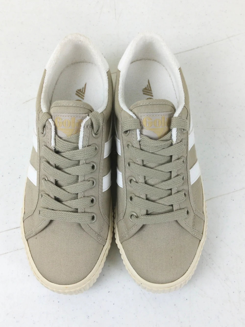 Gola Womens Tennis Mark Cox Sneakers Bone with White Stripes Size 7 Lace Up